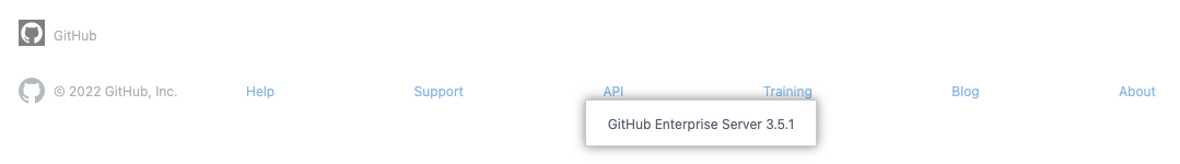 Снимок экрана: нижний колонтитул GitHub Enterprise Server с выделенной версией