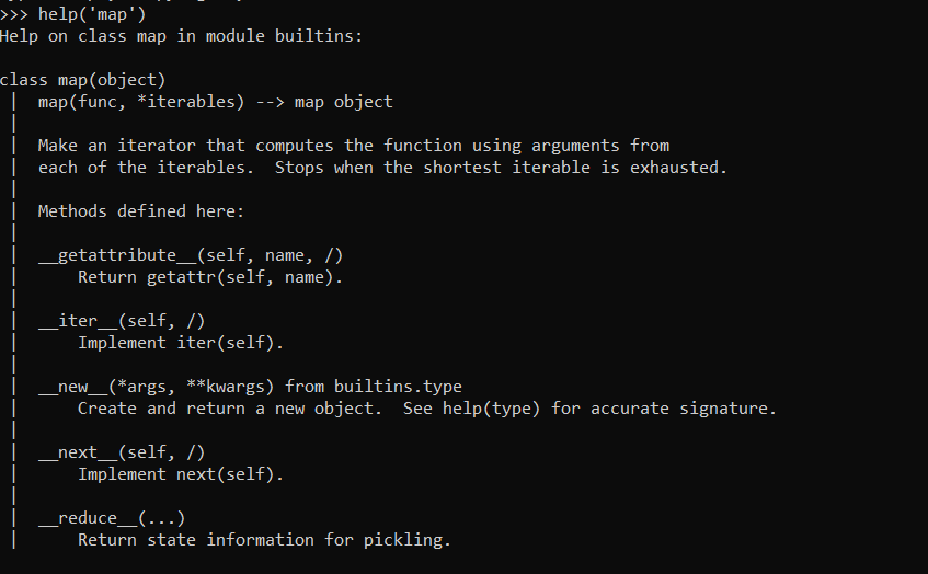 Python help() Function With Function map()